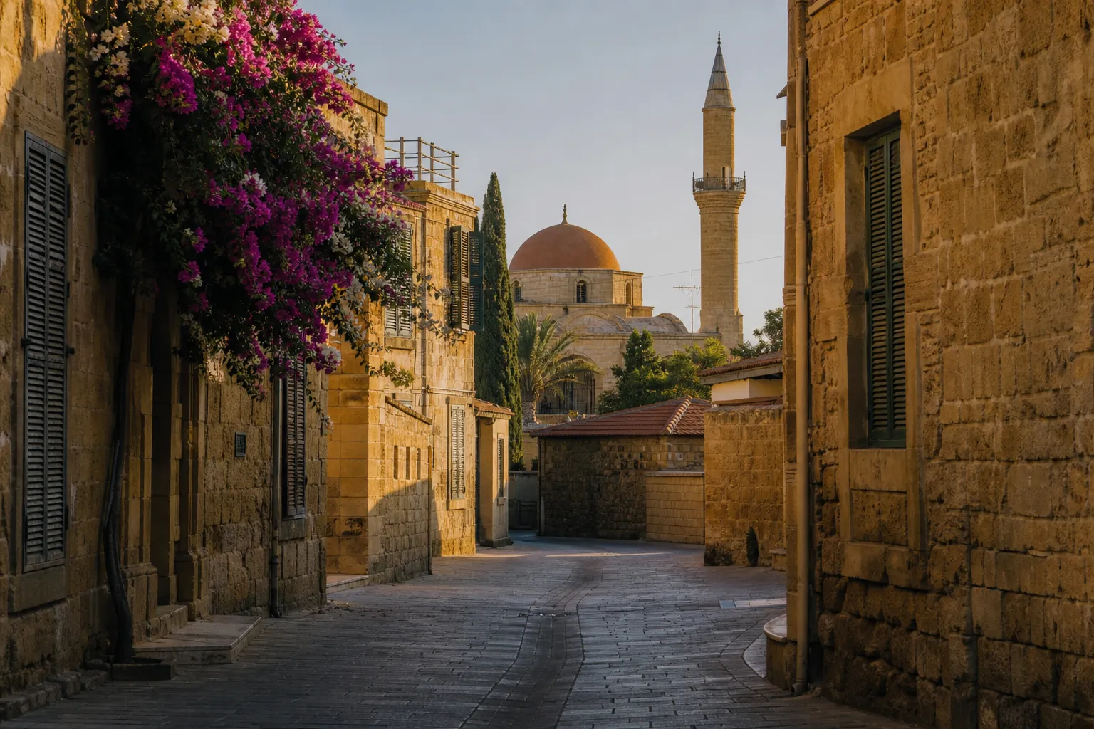 A warm stone lane in Nicosia old city